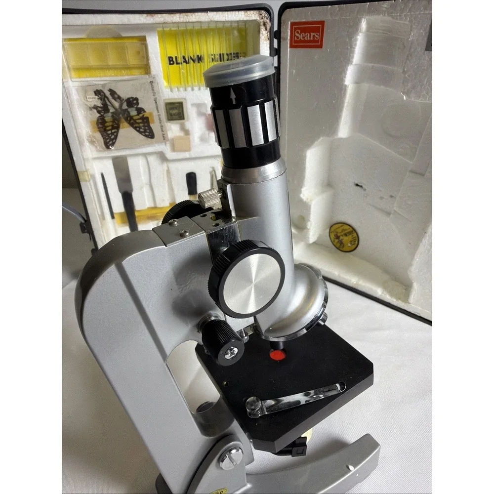 Vintage Sears 40-1200X Power Zoom Microscope Set w/ Box And Accessories